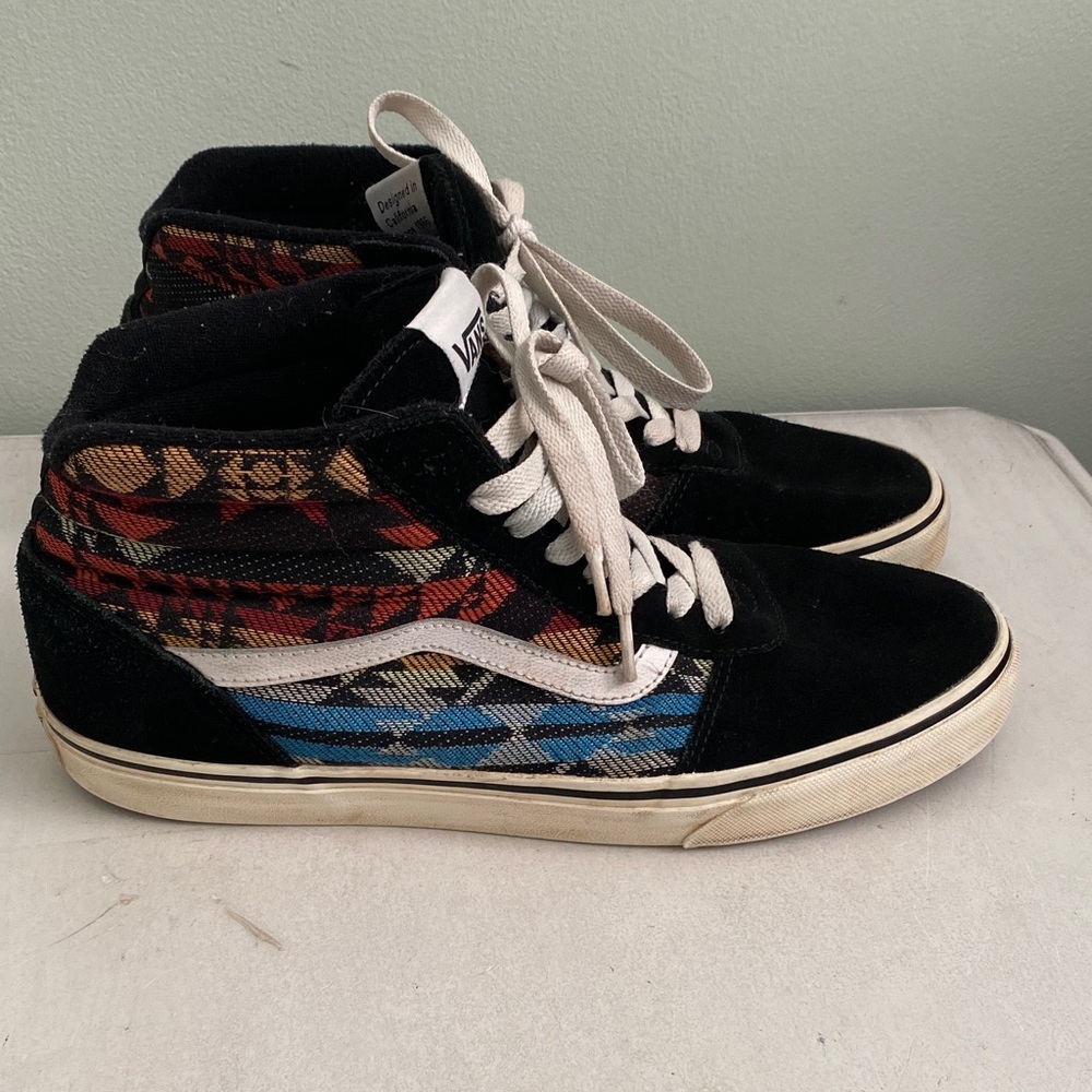 Vans Black and Plaid High-Top Sneakers